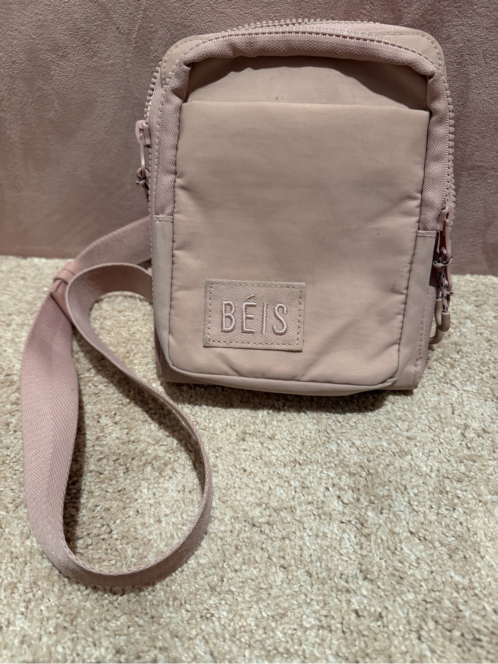 BEIS Blush Pink Compact Crossbody Bag